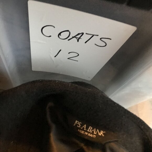 Jos A. Bank Wool Overcoat Black Mens 46R - Picture 10 of 10